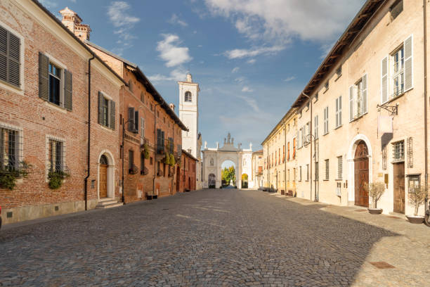 via Vittorio Emanuele II in Cherasco, Cuneo, Italy