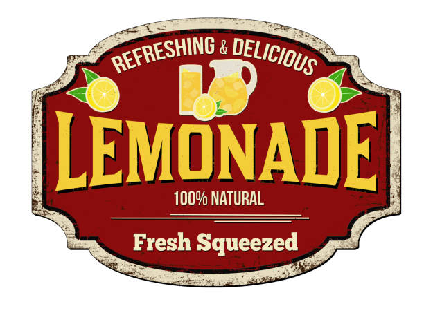 лимонад винтажный ржавые металлические знак - freshly squeezed stock illustrations