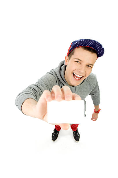 istock Teenager holding blank card 139463702