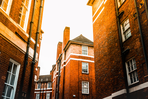 Brick apartment block in London