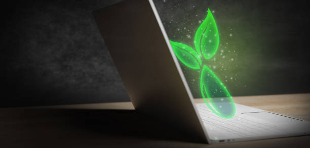istock Aqua Droplet Drink Water Liquid Concept in Laptop Glowing 3d Render 1394644040