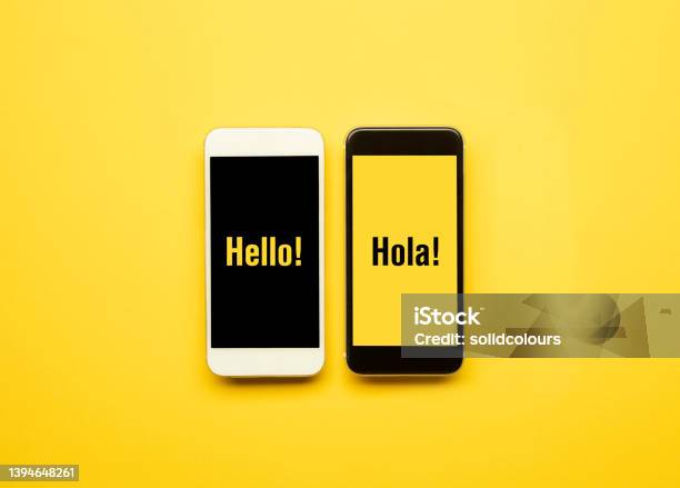 Hello Hola Stock Photo - Download Image Now - Spanish Language, English Language, Translation