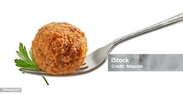 Fried Falafel Ball Stock Photo - Download Image Now - Falafel, Meatball, Fork