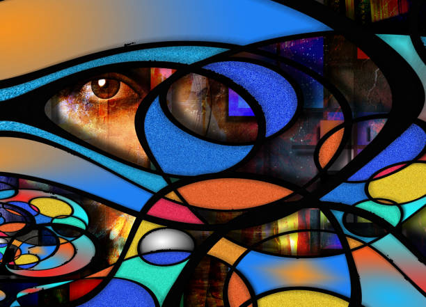 Eye peers out of abstract