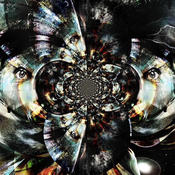 istock Womans face emerges from an abstract fractal 1394655894