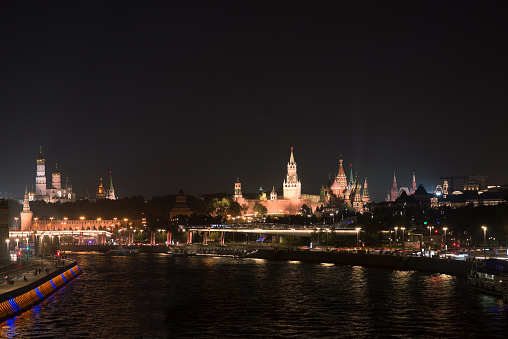 Moscow by night, Kremlin, Russia. No war.