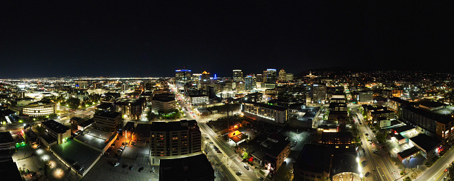 A night time aerial view of Salt Lake City. The night time light of Salt Lake City.