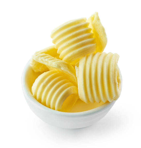 bowl of butter curls stock photo