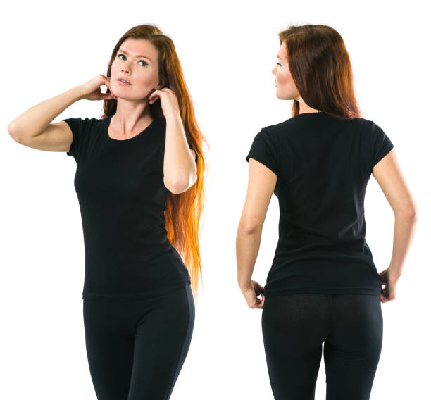 istock Stunning redhead posing with blank black shirt 1394665709