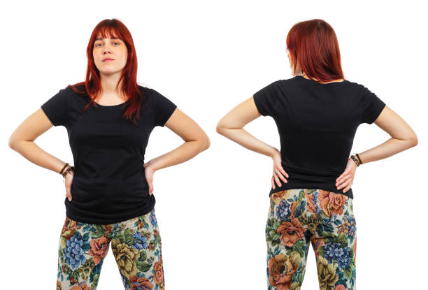 istock Young redhead woman posing with blank black shirt 1394665721