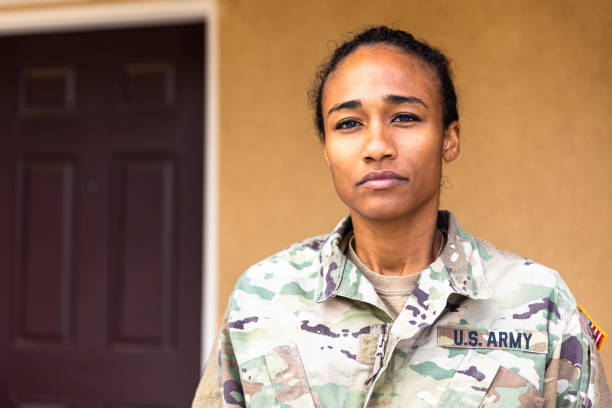 istock Young Black US Army Service Standing Outside 1394667370