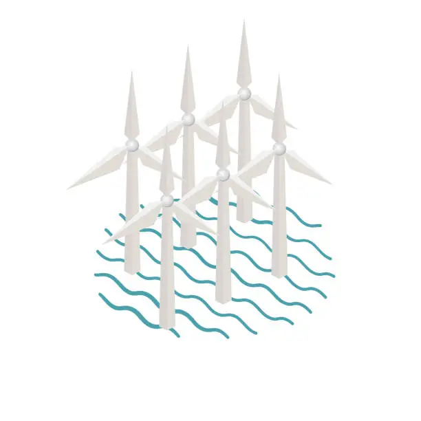 Vector illustration of Wind Turbines On A Transparent Background