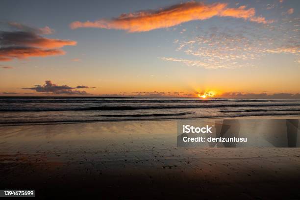 Tasman Sea Sunset View In Auckland New Zealand Stock Photo - Download Image Now - Auckland Region, Australasia, Autumn