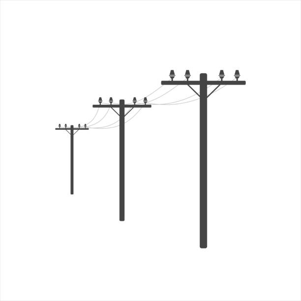 Connected Power lines Icon illustration vector Renewable energy Concept telephone pole stock illustrations