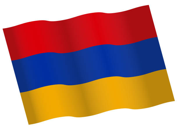 armenia flag vector icon - ermeni bayrağı stock illustrations