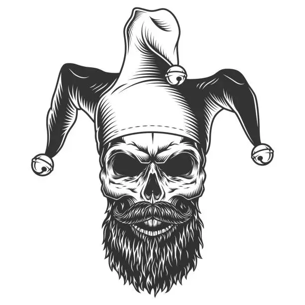 Vector illustration of Skull in the jester hat