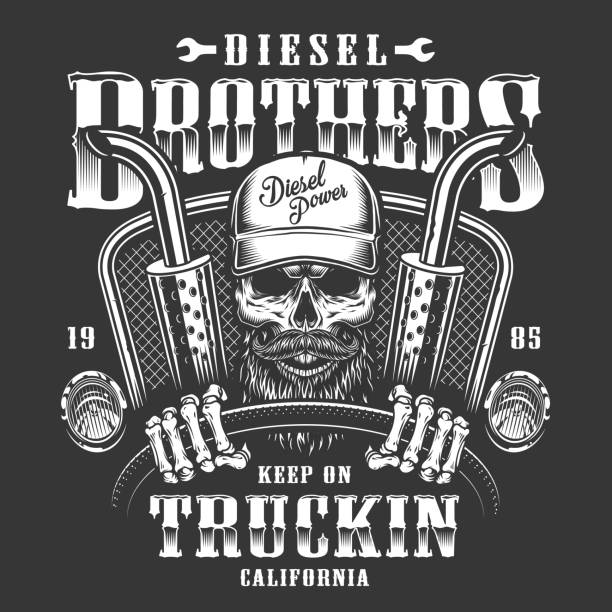 Skull trucker print Skull trucker print on t-shirt. Vector illustration truck driver stock illustrations