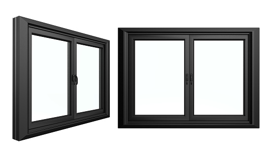 3d rendering black upvc window profile frame isolated