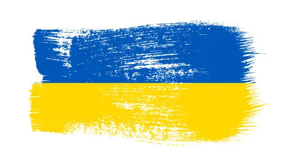 Vector illustration of Ukrainian national flag in grunge style
