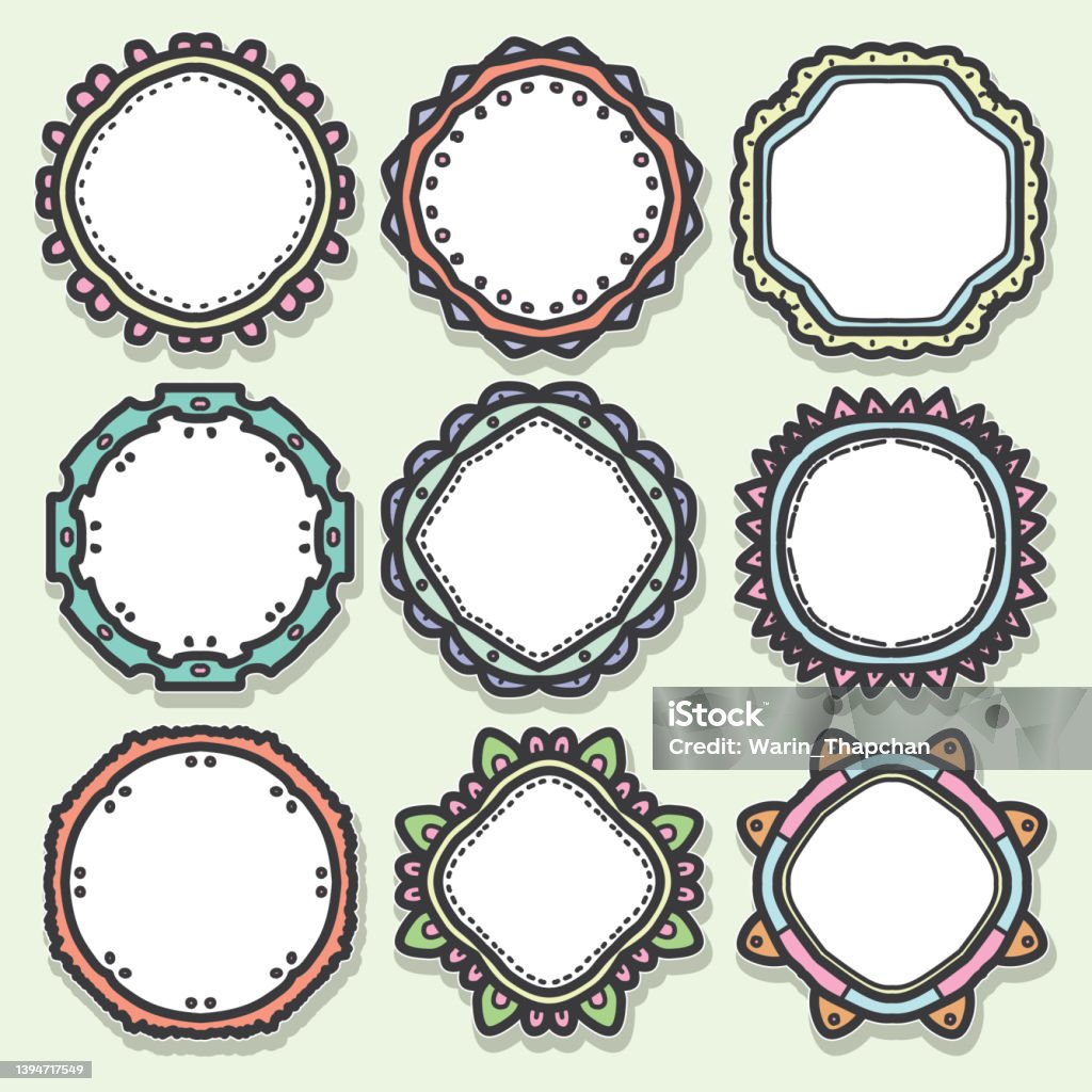 Draw Label Background Vector Label Colorful Hand Drawing Styles Doodle Line Isolated White ...