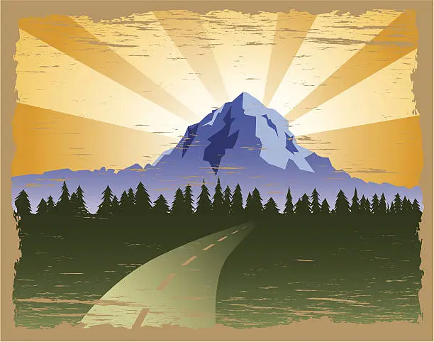 Vector illustration of Grunge Mountain