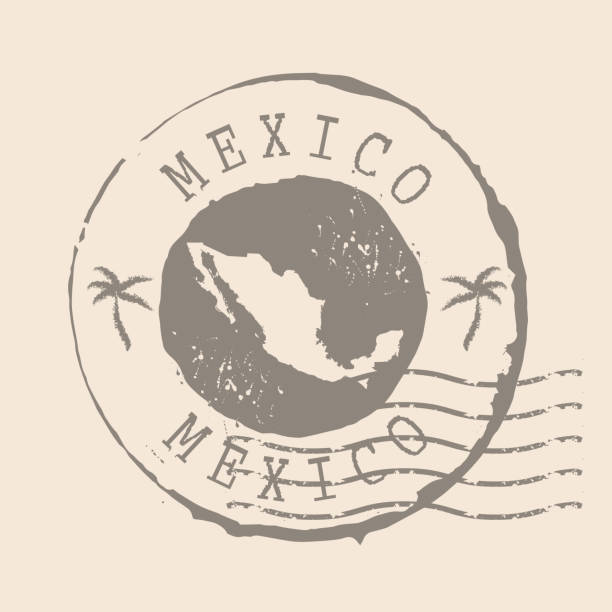 ilustraciones, imágenes clip art, dibujos animados e iconos de stock de sello postal de méxico. mapa silhouette sello de goma.  diseño retro travel. sello de mapa estados unidos mexicanos grunge para su diseño.  eps10. - rubber stamp mail passport travel