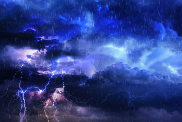 istock cloudy sky flashes and rain cloudy sky flashes and rain 1394730613