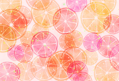 Watercolor style cute citrus background illustration