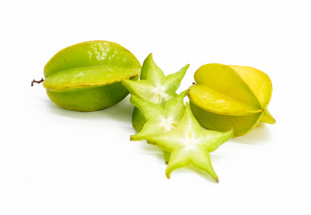 istock Star fruit or carambola slices on white background. 1394737519