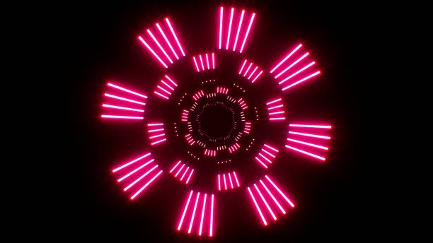 istock Hot Pink Color Circular Light Lamp Group Overlay Background 1394737756