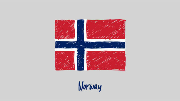 illustrations, cliparts, dessins animés et icônes de norvège marqueur de drapeau national du pays ou vecteur d’illustration d’esquisse au crayon - norwegian flag norway flag freedom