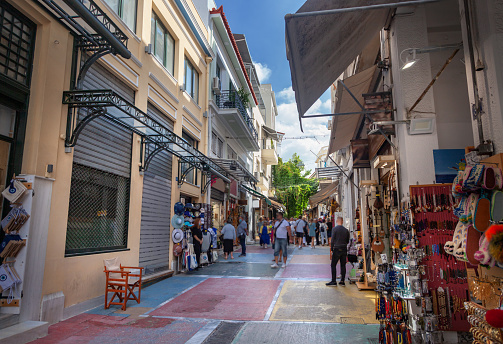 Pandrossou street in Athens, Greece