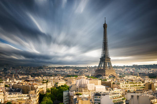Long exposure view of the Eiffel Tower, Paris, France