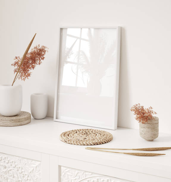 istock Mockup frame in farmhouse living room interior 1394751580