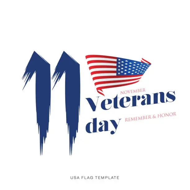 Vector illustration of Veterans Day. Remember and Honor. Veterans day of USA vector stock illustration. USA Flag Banners vector illustration