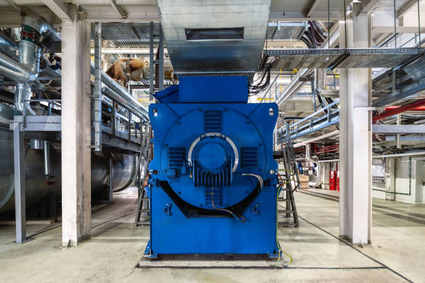 interior of a modern gas piston power plant - turbo diesel imagens e fotografias de stock