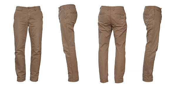 Slim silhouette chinos cutout, front, back, left and right