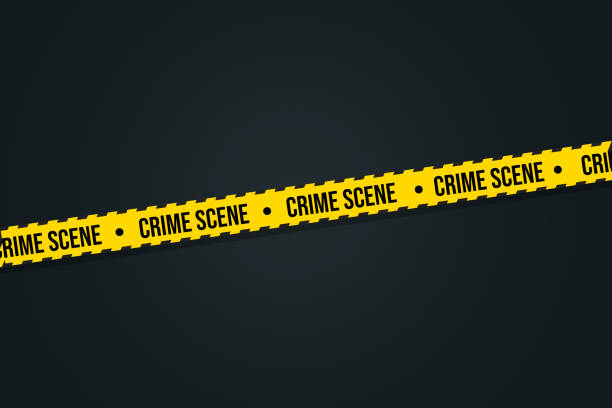 istock Crime Scene Barrier Line Abstract background with copy space. Crime sight police line barriers wallpaper 1394760791