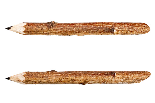 Two pencils of aspen is isolated on a white background