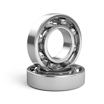 Pair of Ball Bearings isolated on white background. 3d illustration