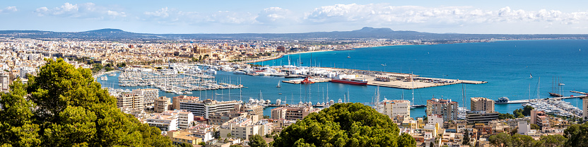 Wide panorama photography of the bay of Palma de Mallorca