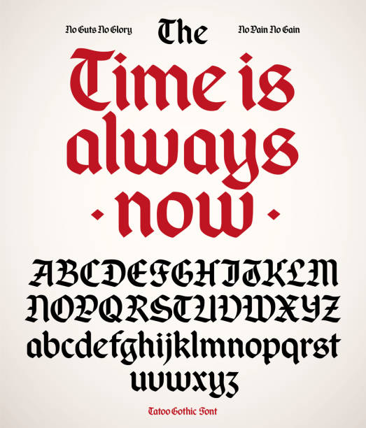 stockillustraties, clipart, cartoons en iconen met medieval gothic font, blackletter alphabet, capitals and lowercase. vector illustration. - duitse-cultuur