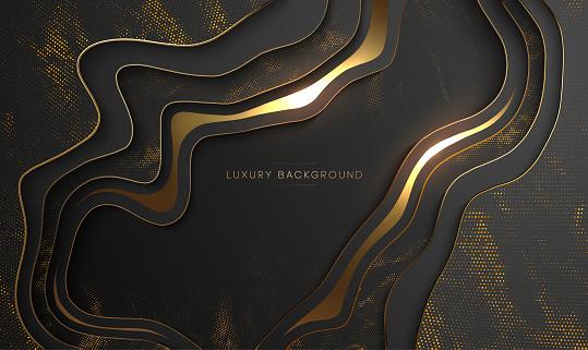 Luxury gold background. Elegant black with gold vector illustration dark. 3d business presentation template.