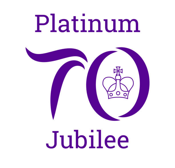 poster platin-jubiläum. grußkarte zur feier eines platin-jubiläums nach 70 jahren queen's service - königin stock-grafiken, -clipart, -cartoons und -symbole