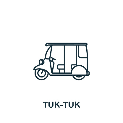 Tuk-Tuk icon. Simple line element tuk-tuk symbol for templates, web design and infographics.