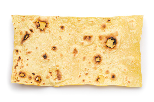 Flatbread on white background