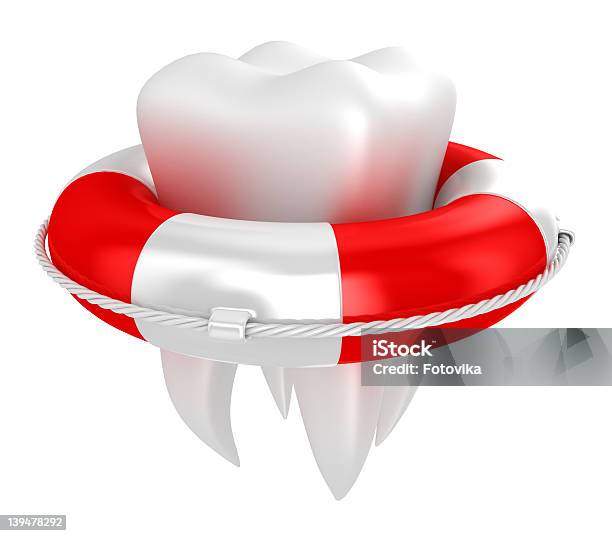 Foto de Dente Com Boia Salvavidas e mais fotos de stock de Assistência - Assistência, Boia - Equipamento Marítimo de Segurança, Branco