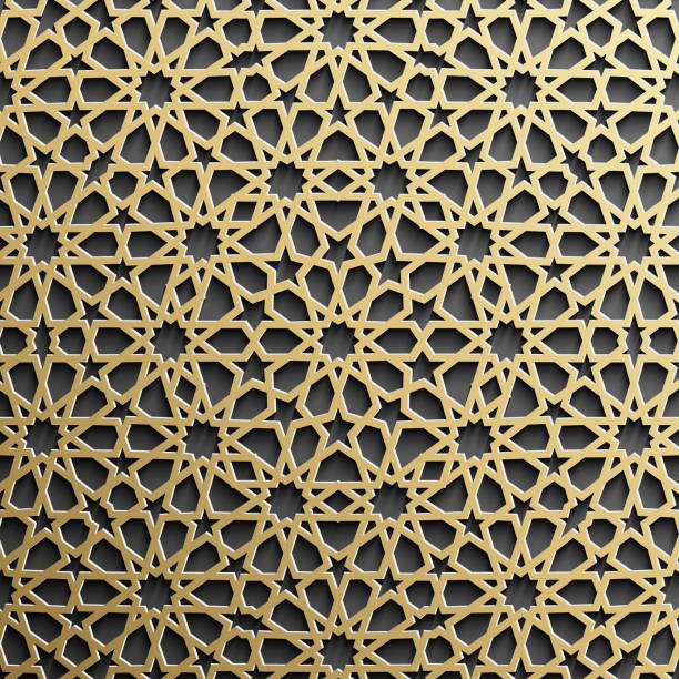 złoty islamski wzór na czarnym tle. islamski wektor ornamentu, perski motiff - seljuk stock illustrations