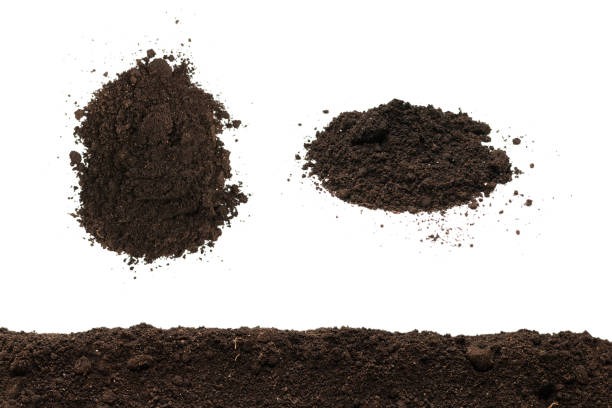 istock Black land for plant isolated on white background. Frame. 1394784217