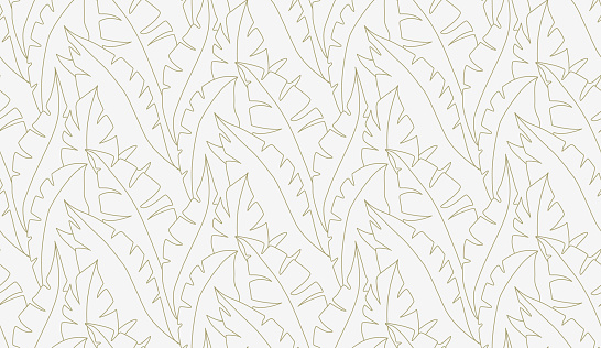 Palm leaves seamless pattern vector. Lina art illustration. Shirting textile pattern of vector banana leaves. Retro background prints abstract.